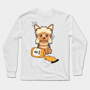 Naughty yorkshire terrier spilled a jar of honey Long Sleeve T-Shirt